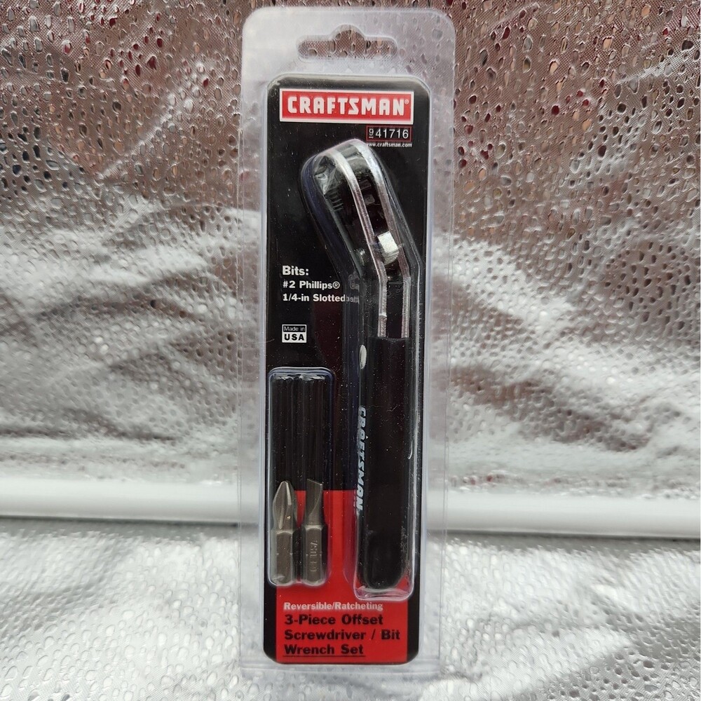 Tool 3-Piece Offset Reversible Ratcheting Screwdriver Sears Craftsman USA 41716